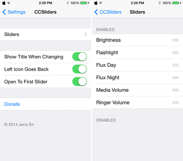 iOS7.1.2越狱插件推荐:CCSliders亮度滑动条变万能神器