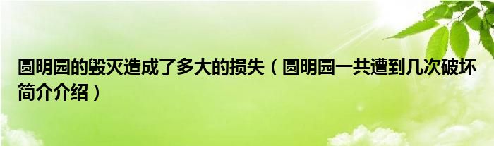 圆明园的毁灭造成了多大的损失（圆明园一共遭到几次破坏简介介绍）