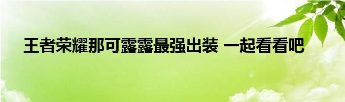 王者荣耀那可露露最强出装 一起看看吧