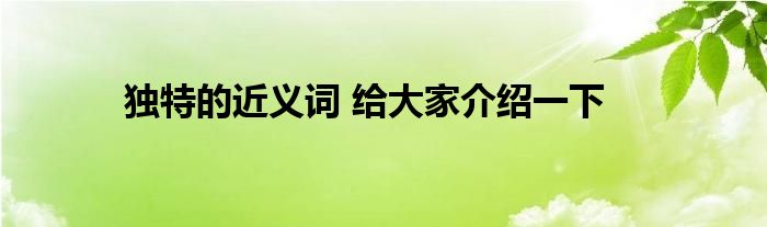 独特的近义词 给大家介绍一下