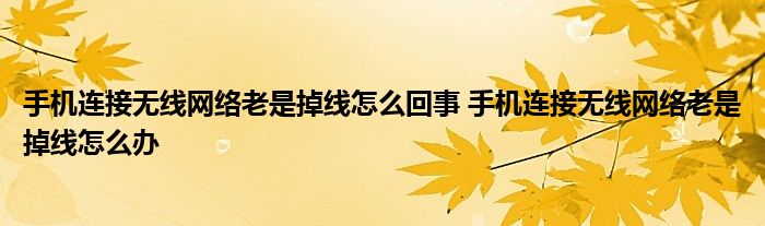 手机连接无线网络老是掉线怎么回事 手机连接无线网络老是掉线怎么办