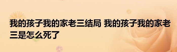 我的孩子我的家老三结局 我的孩子我的家老三是怎么死了