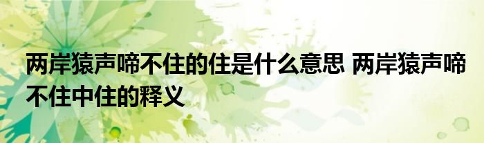 两岸猿声啼不住的住是什么意思 两岸猿声啼不住中住的释义