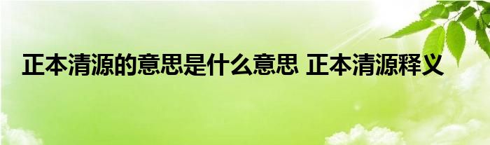 正本清源的意思是什么意思 正本清源释义