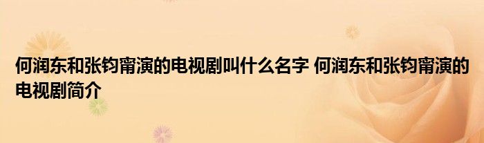 何润东和张钧甯演的电视剧叫什么名字 何润东和张钧甯演的电视剧简介