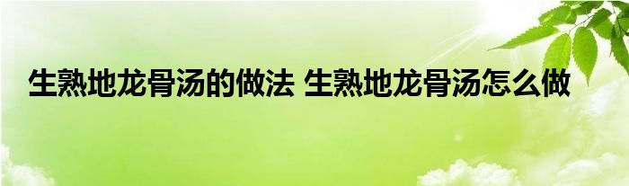 生熟地龙骨汤的做法 生熟地龙骨汤怎么做